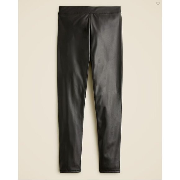 J. Crew Crewcuts Girls' Faux-Leather Leggings Size 12 in Black New With Tags! - Picture 1 of 4